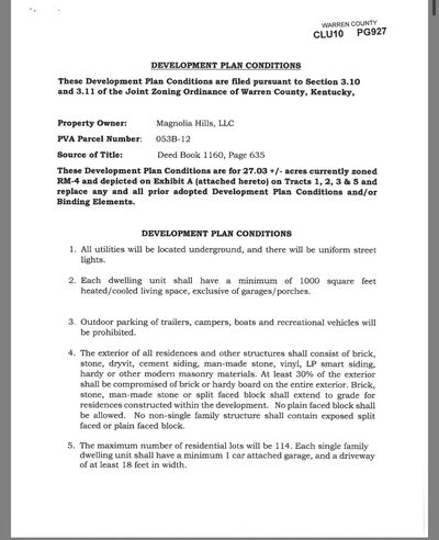 Development Plan Conditions page 1 preview